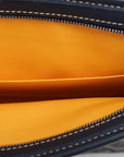 Pre-Loved Jouvence Toiletry Pouch Clutch Goyardine Chevron Coated Canvas MM with Silver Hardware, Navy Blue