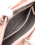 Pre-Loved Lady Dior Handbag Cannage Patent Leather Large with Silver Hardware, Pink