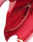 Pre-Loved Lady Dior Handbag Cannage Patent Leather Mini with Gold Hardware, Red