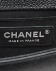 Pre-Loved Boy Shoulder Bag Chevron Leather Small with Silver Hardware, Black