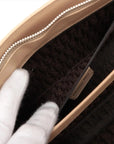 Pre-Loved Lady Dior East West Handbag Cannage Suede with Silver Hardware, Beige
