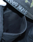 Pre-Loved Explorer Graffiti Backpack Graffiti Leather with Silver Hardware, Black