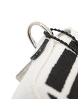 Pre-Loved Baguette Crossbody Bag Monogram Canvas Nano with Silver Hardware, White and Black