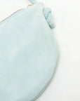 Pre-Loved Knot Shoulder Bag Suede Small with Gold Hardware, Light Blue