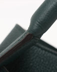 Pre-Loved Big Bag Bucket Bucket Bag Leather Nano with Silver Hardware, Dark Green