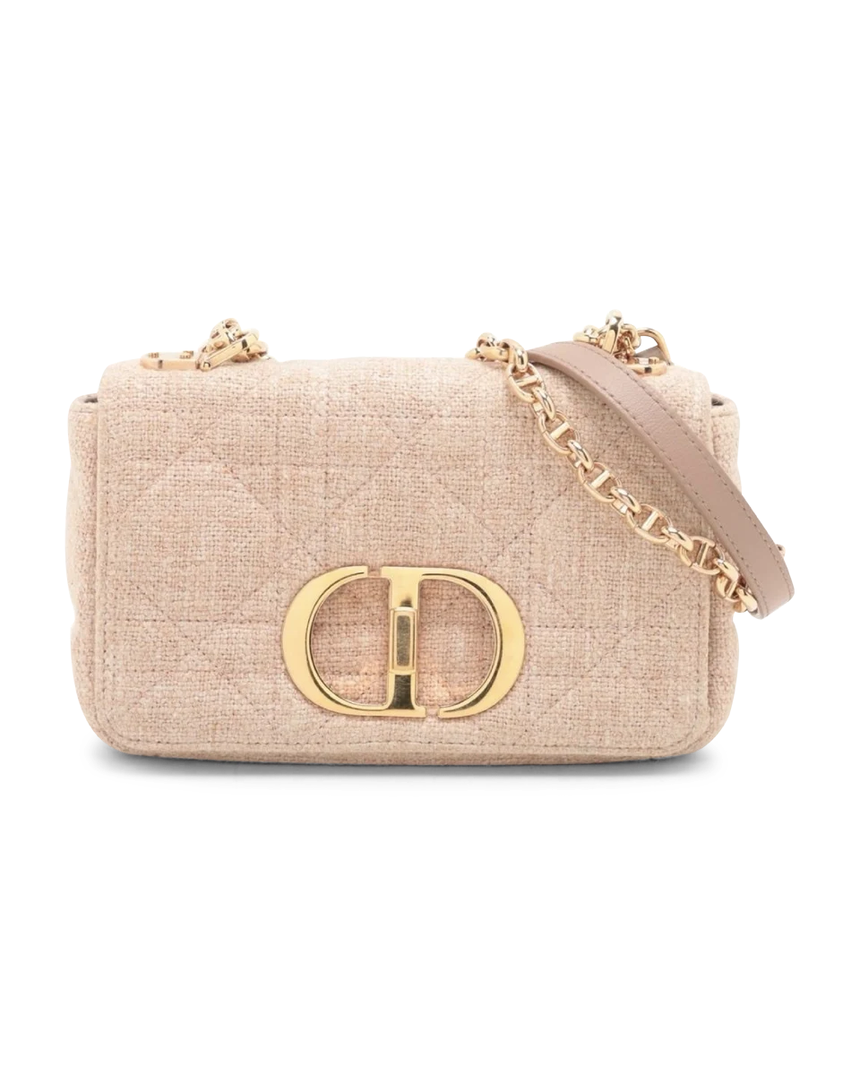 Pre-Owned Christian Dior Linen Macrocannage Small Caro