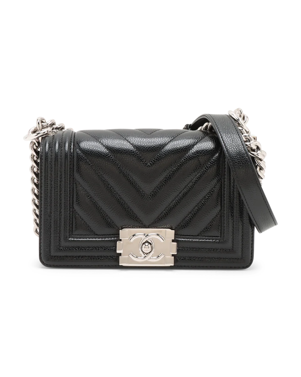 Pre-Owned Chanel Chevron Quilted Small Boy