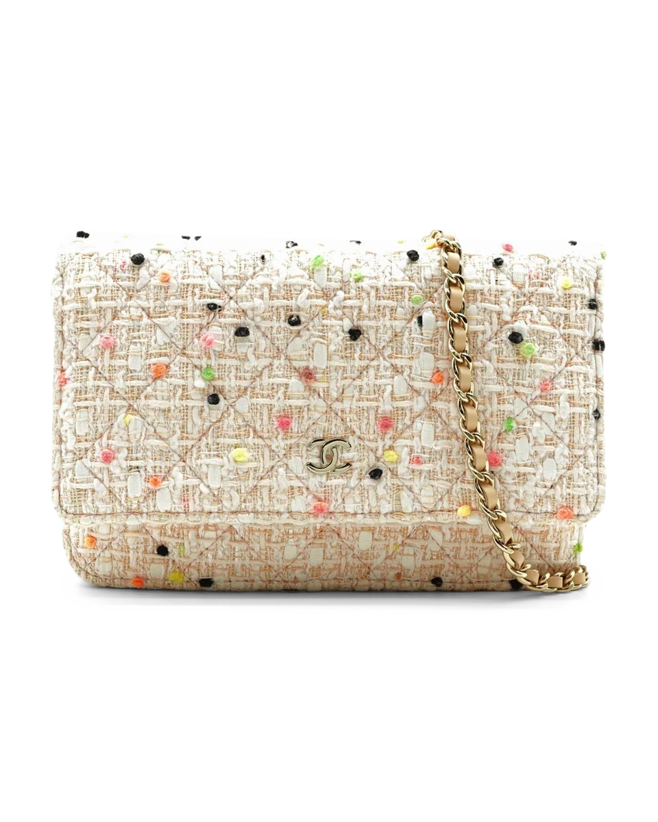 Pre-Owned Chanel By The Sea Tweed Wallet-on-Chain