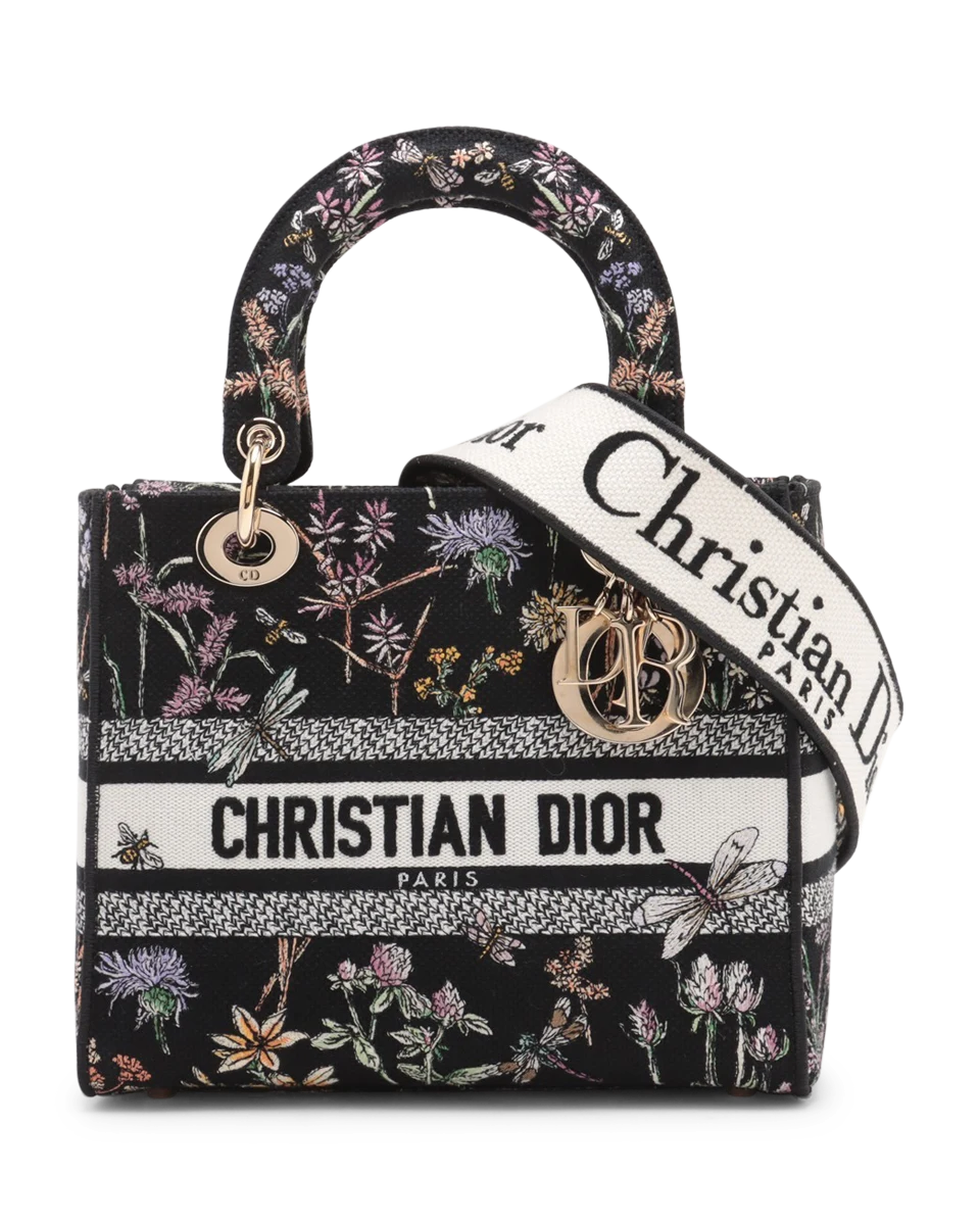 Pre-Owned Christian Dior Medium Embroidered Herbarium Lady D-Lite