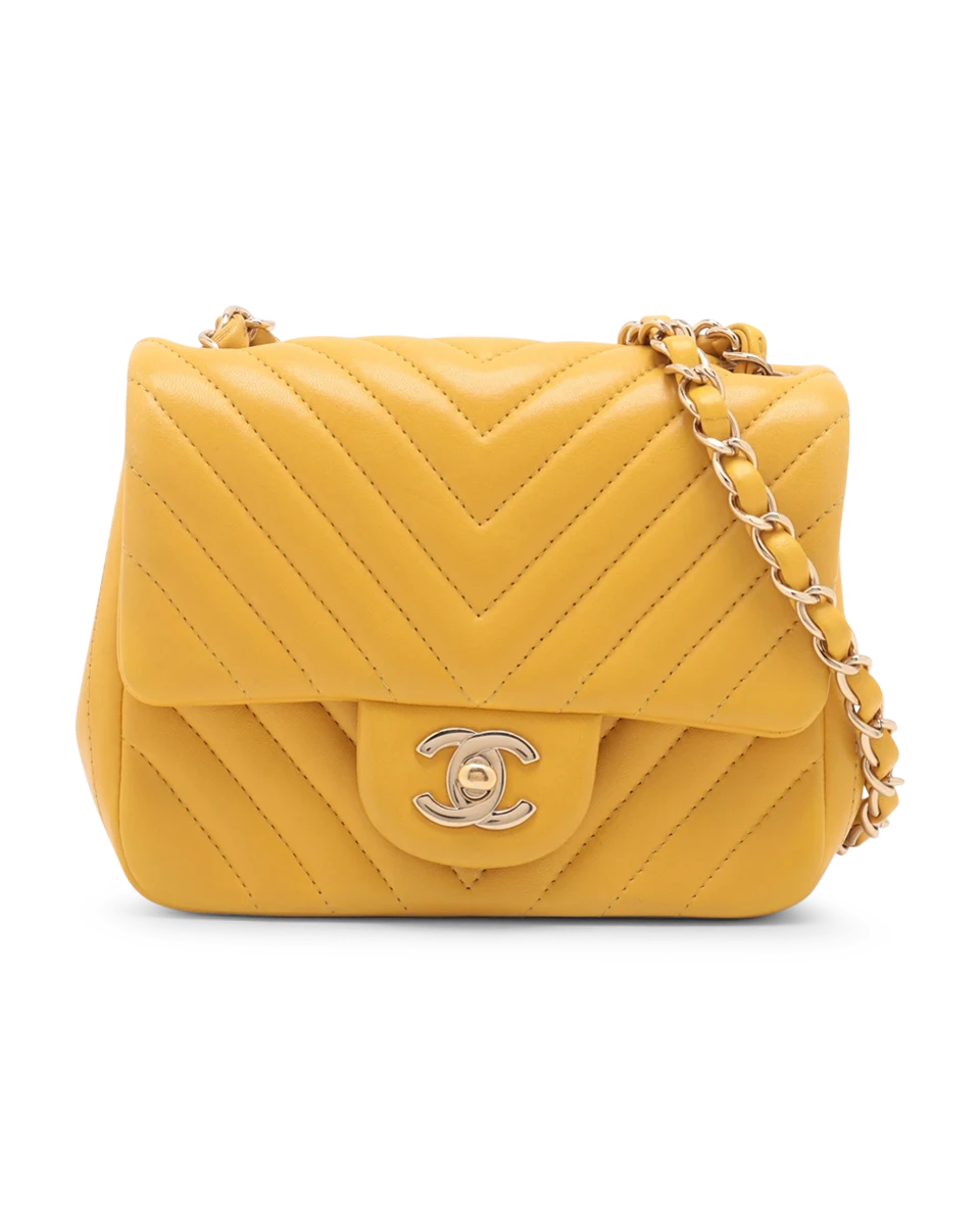 Pre-Owned Chanel Chevron Quilted Mini Square Flap Bag