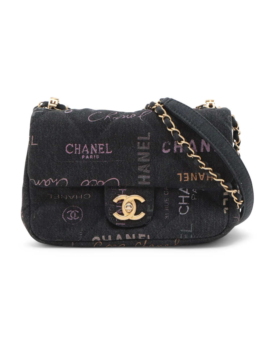 Pre-Owned Chanel Quilted Mini Denim Mood Rectangular Flap