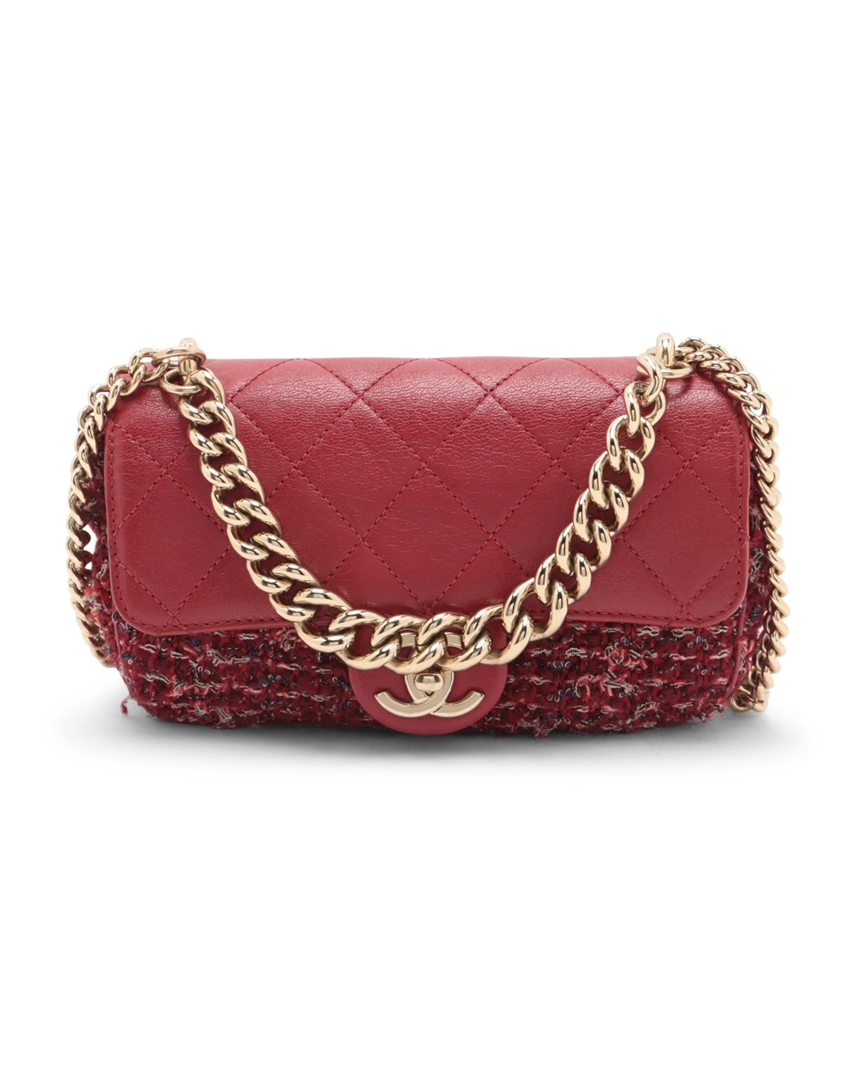 Pre-Owned Chanel Tweed Chain Handle CC Flap Bag