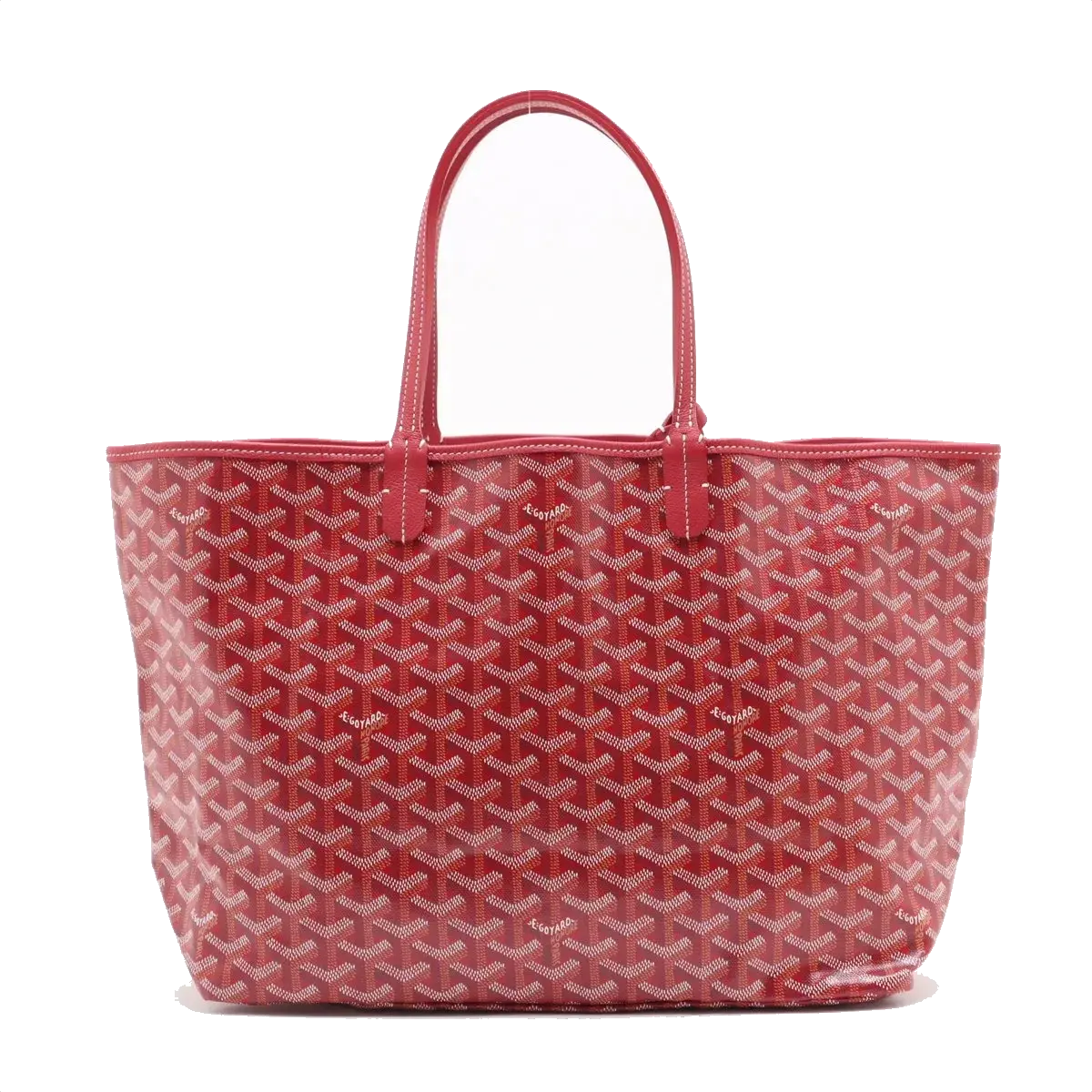 Pre-Loved Saint Louis Tote Goyardine Chevron Coated Canvas PM with Gold Hardware, Red