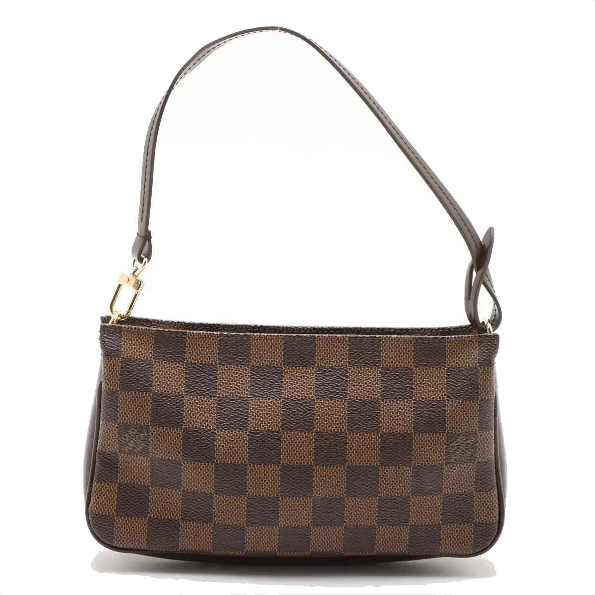 Pre-Loved Pochette Accessoires Pochette Damier Coated Canvas with Gold Hardware, Ebene Brown