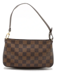 Pre-Loved Pochette Accessoires Pochette Damier Coated Canvas with Gold Hardware, Ebene Brown