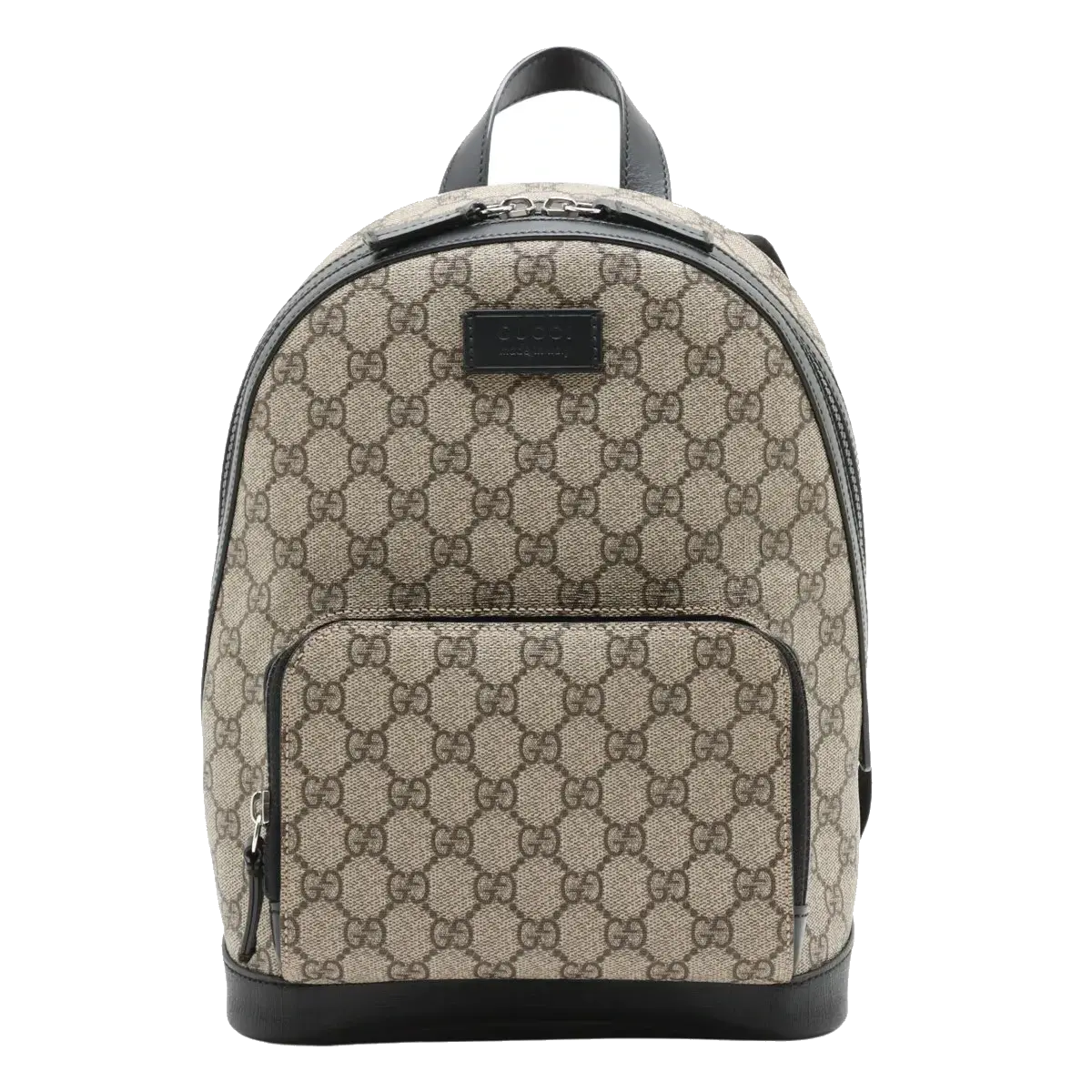 Pre-Loved GG Supreme Backpack GG Supreme Coated Canvas Small with Silver Hardware, Beige/Ebony