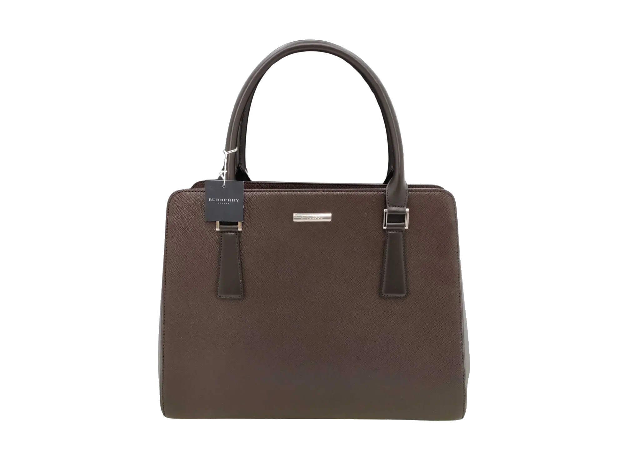 Pre-Loved Tote Leather with Silver Hardware, Dark Brown