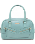 Pre-Loved Boston Handbag Microguccissima Leather Small with Gold Hardware, Light Blue