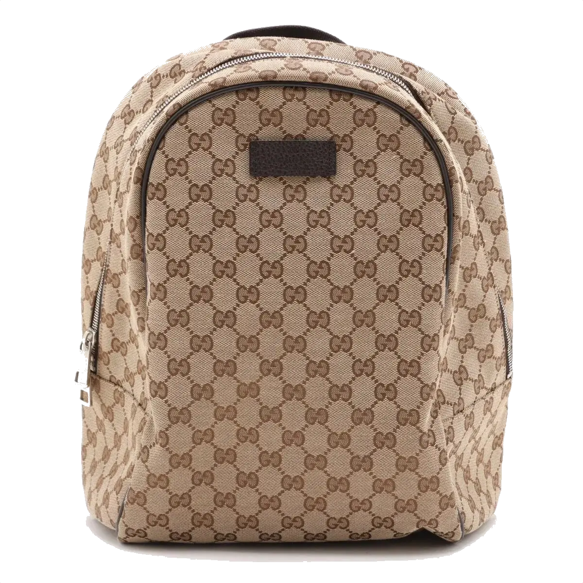 Pre-Loved GG Backpack Monogram Coated Canvas with Silver Hardware, Beige/Brown