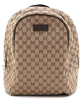 Pre-Loved GG Backpack Monogram Coated Canvas with Silver Hardware, Beige/Brown