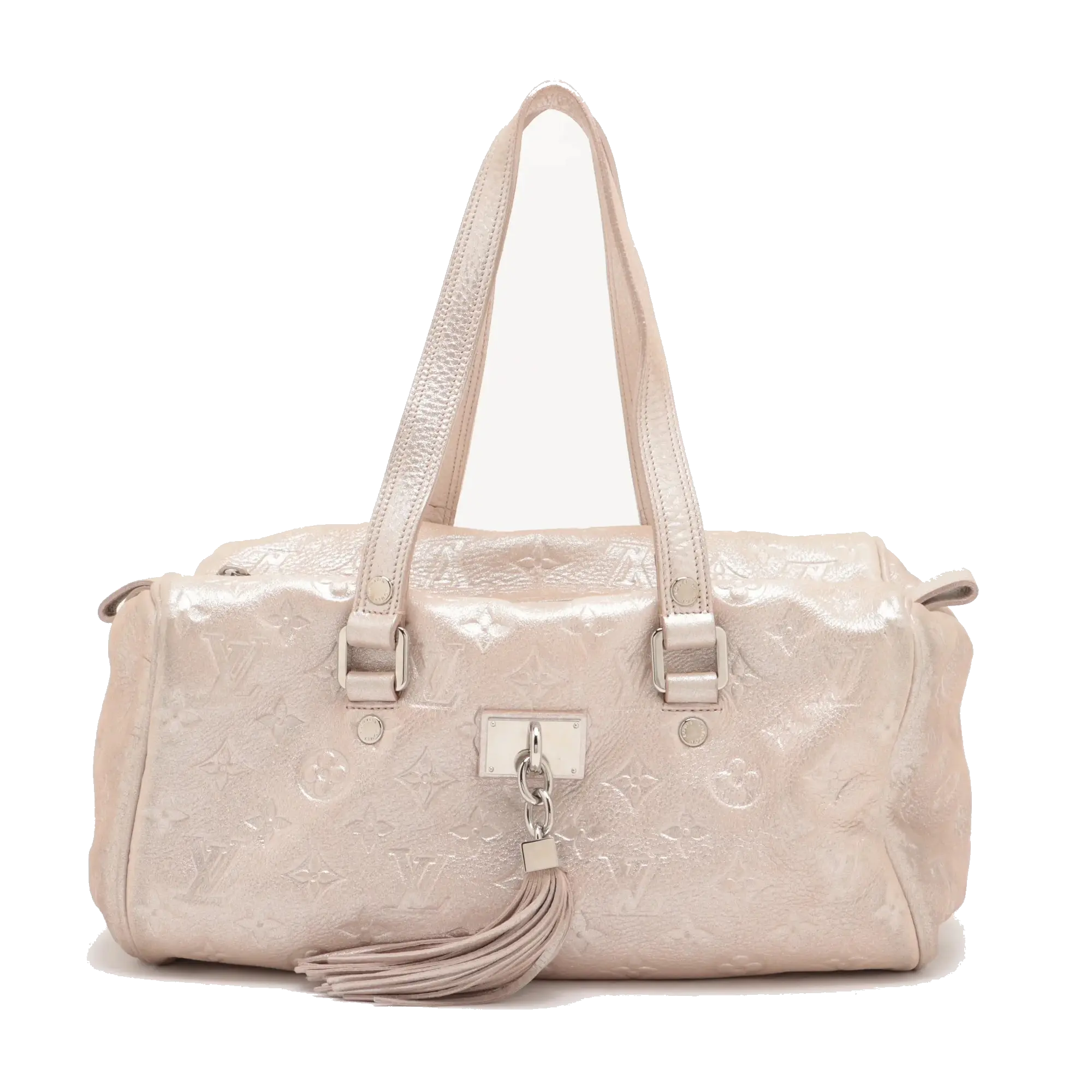 Pre-Loved Shimmer Comète Shoulder Bag Monogram Leather with Silver Hardware, Pink