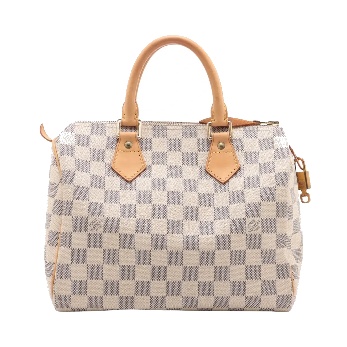 Pre-Loved Speedy Handbag Damier Coated Canvas 25 with Gold Hardware, Cream