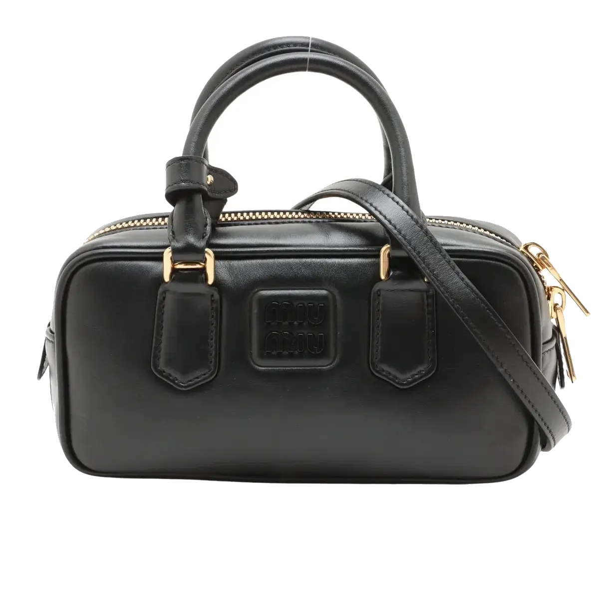 Pre-Loved Bowling Bag Handbag Leather Mini with Gold Hardware, Black