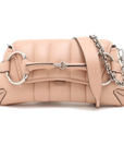 Pre-Loved Horsebit Chain Shoulder Bag Quilted Leather Small with Silver Hardware, Pink