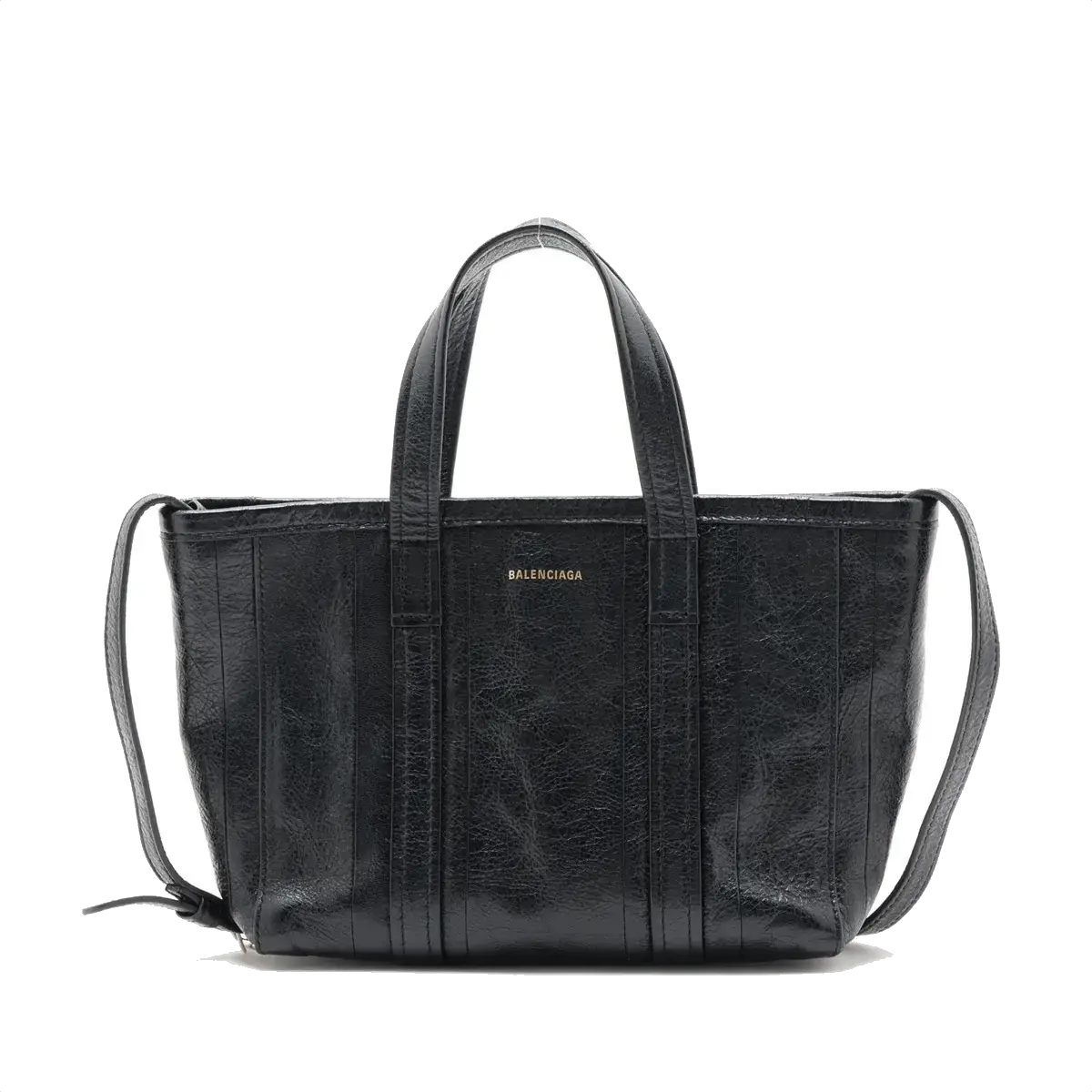Pre-Loved Barbes East-West Shopper Tote Leather Small with Silver Hardware, Black