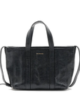 Pre-Loved Barbes East-West Shopper Tote Leather Small with Silver Hardware, Black