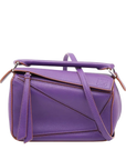 Pre-Loved Puzzle Crossbody Bag Leather Mini with Silver Hardware, Purple