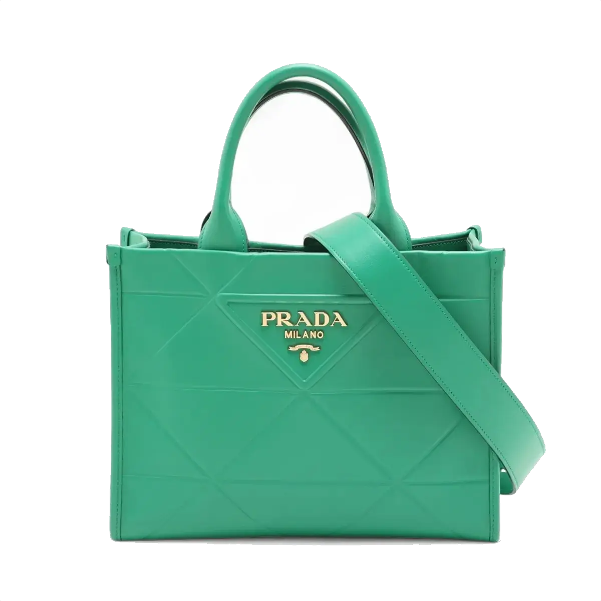 Pre-Loved Symbole Tote Triangle Leather Small with Gold Hardware, Green