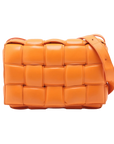 Pre-Loved Padded Cassette Crossbody Bag Intrecciato Leather with Gold Hardware, Orange