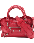 Pre-Loved Classic City Handbag Leather Mini with Silver Hardware, Red