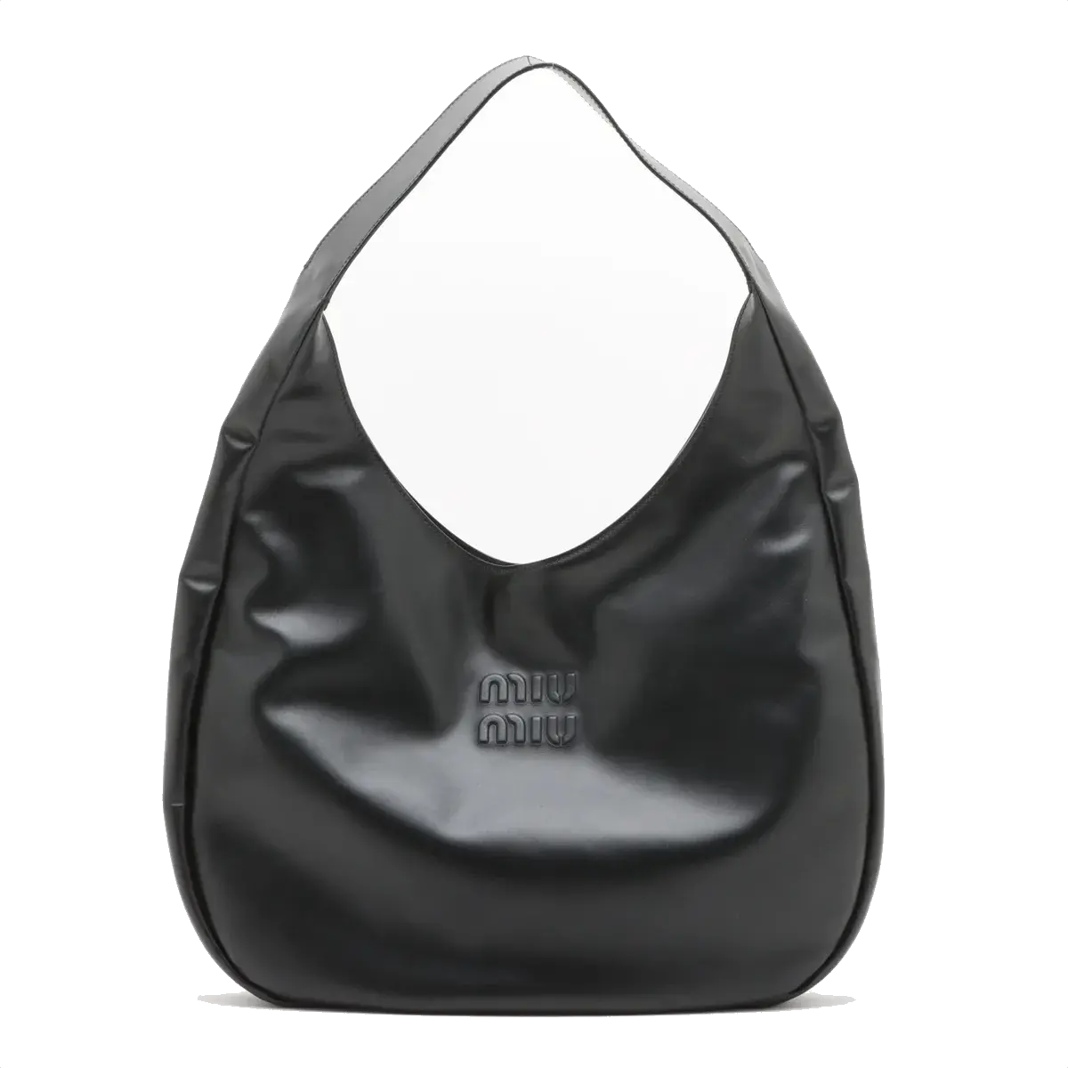 Pre-Loved Padded Nappa Leather Hobo Shoulder Bag Leather with Gold Hardware, Black