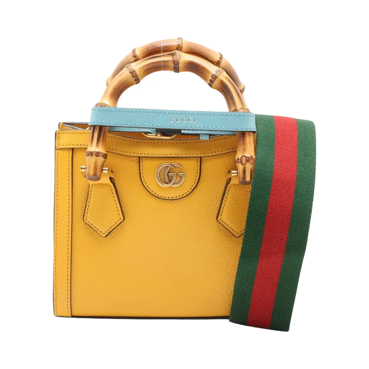 Pre-Loved Diana Bamboo Tote Leather Mini with Gold Hardware, Yellow
