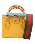 Pre-Loved Diana Bamboo Tote Leather Mini with Gold Hardware, Yellow