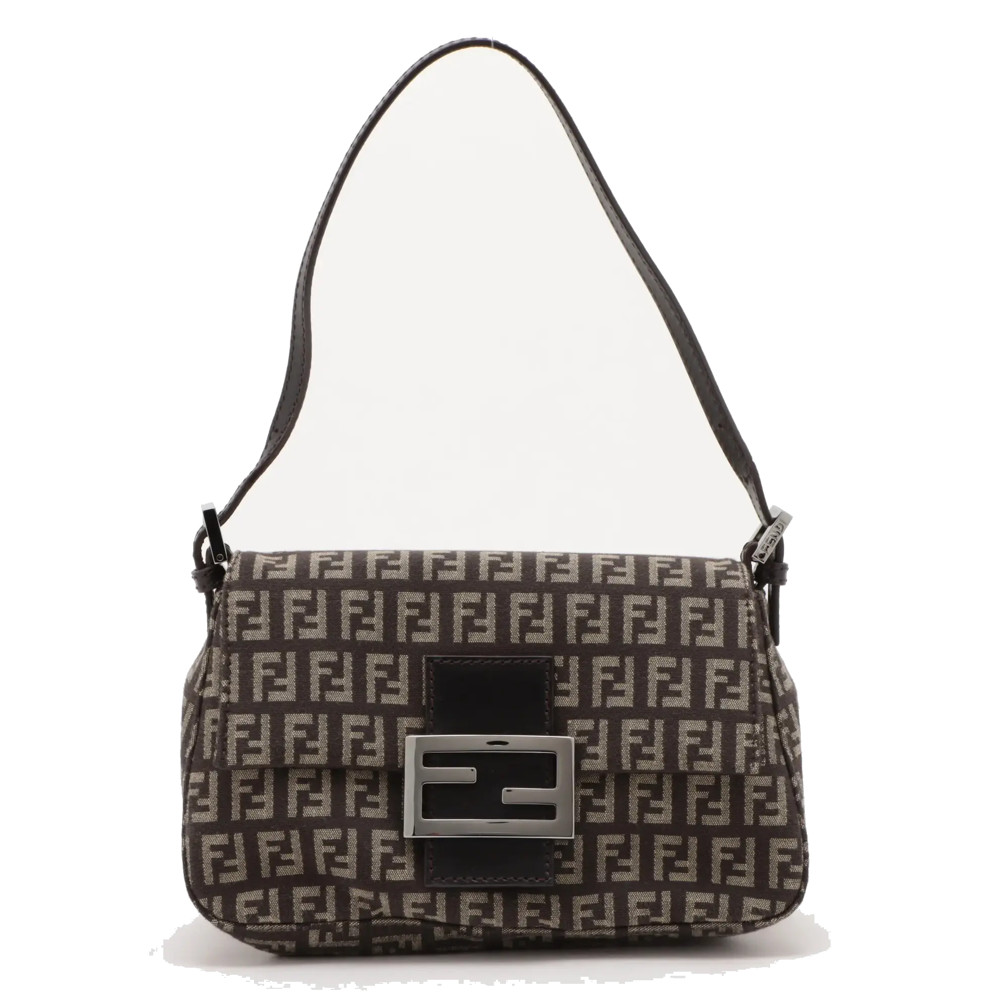Pre-Loved Mamma Baguette Shoulder Bag Zucchino Coated Canvas with Silver Hardware, Brown