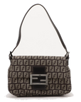 Pre-Loved Mamma Baguette Shoulder Bag Zucchino Coated Canvas with Silver Hardware, Brown