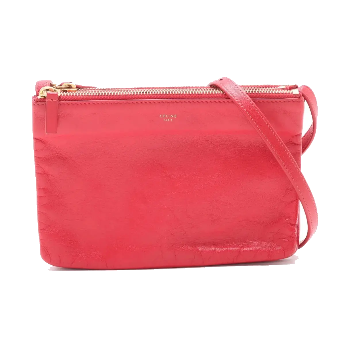 Pre-Loved Trio Crossbody Bag Leather Small with Gold Hardware, Pink