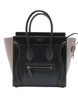 Pre-Loved Luggage Tote Leather Micro with Gold Hardware, Black and Grey