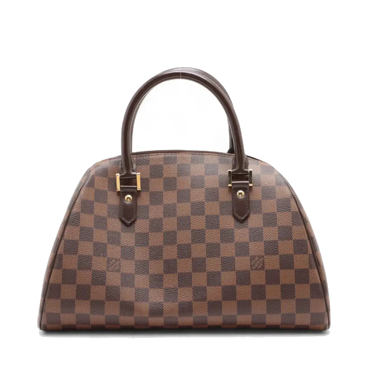 Pre-Loved Ribera MM Handbag Damier Coated Canvas MM with Gold Hardware, Brown