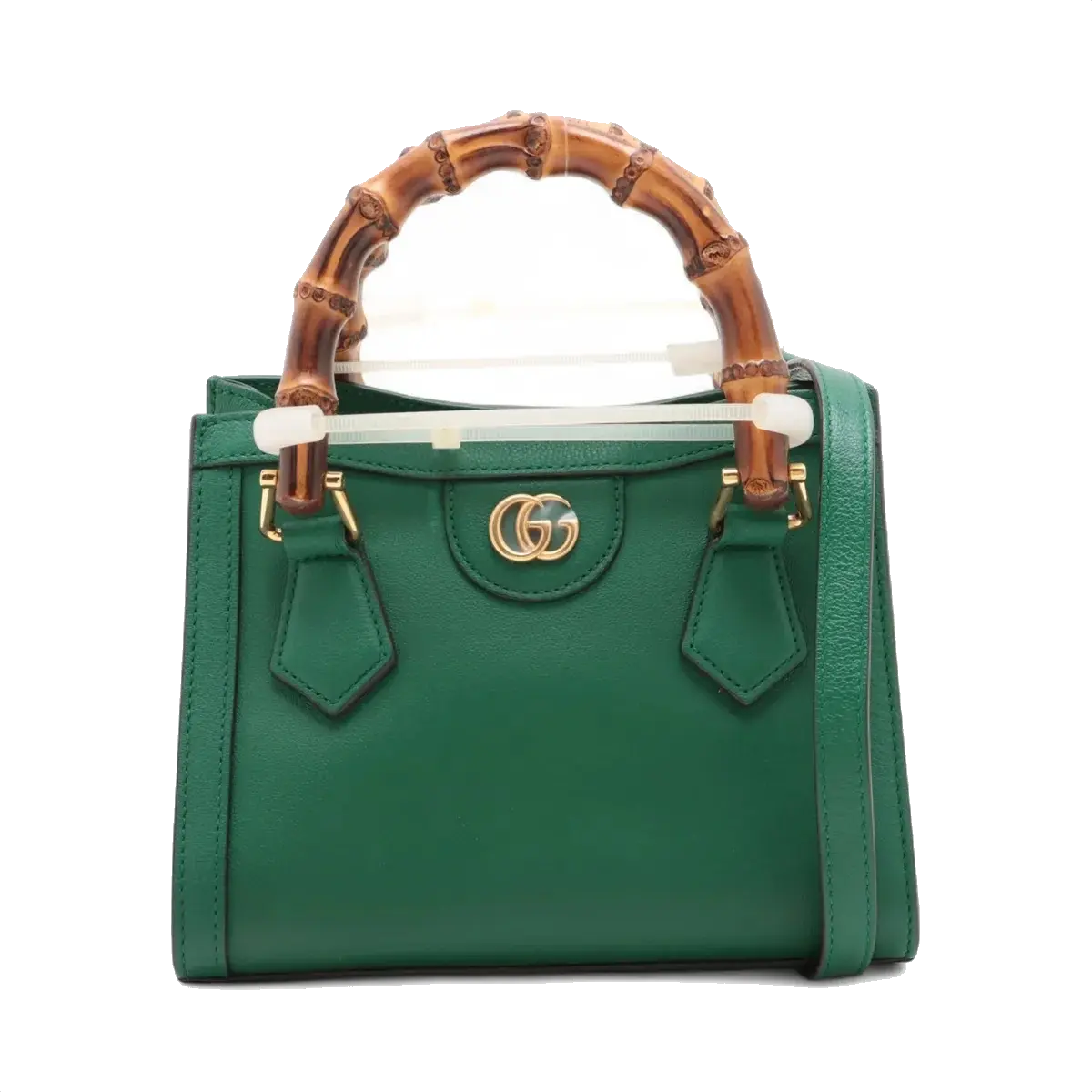 Pre-Loved Diana Bamboo Tote Leather Mini with Gold Hardware, Green