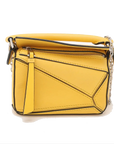 Pre-Loved Puzzle Crossbody Bag Leather Nano with Silver Hardware, Yellow