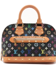 Pre-Loved Alma Handbag Monogram Coated Canvas PM with Gold Hardware, Black Multicolor
