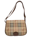 Pre-Loved Saddle Crossbody Crossbody Bag Haymarket Check Coated Canvas Small with Gold Hardware, Beige