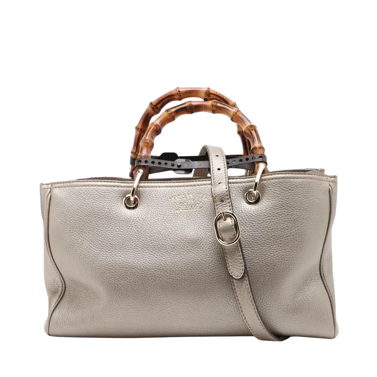 Pre-Loved Bamboo Shopper Tote Leather Medium with Gold Hardware, Champagne Gold