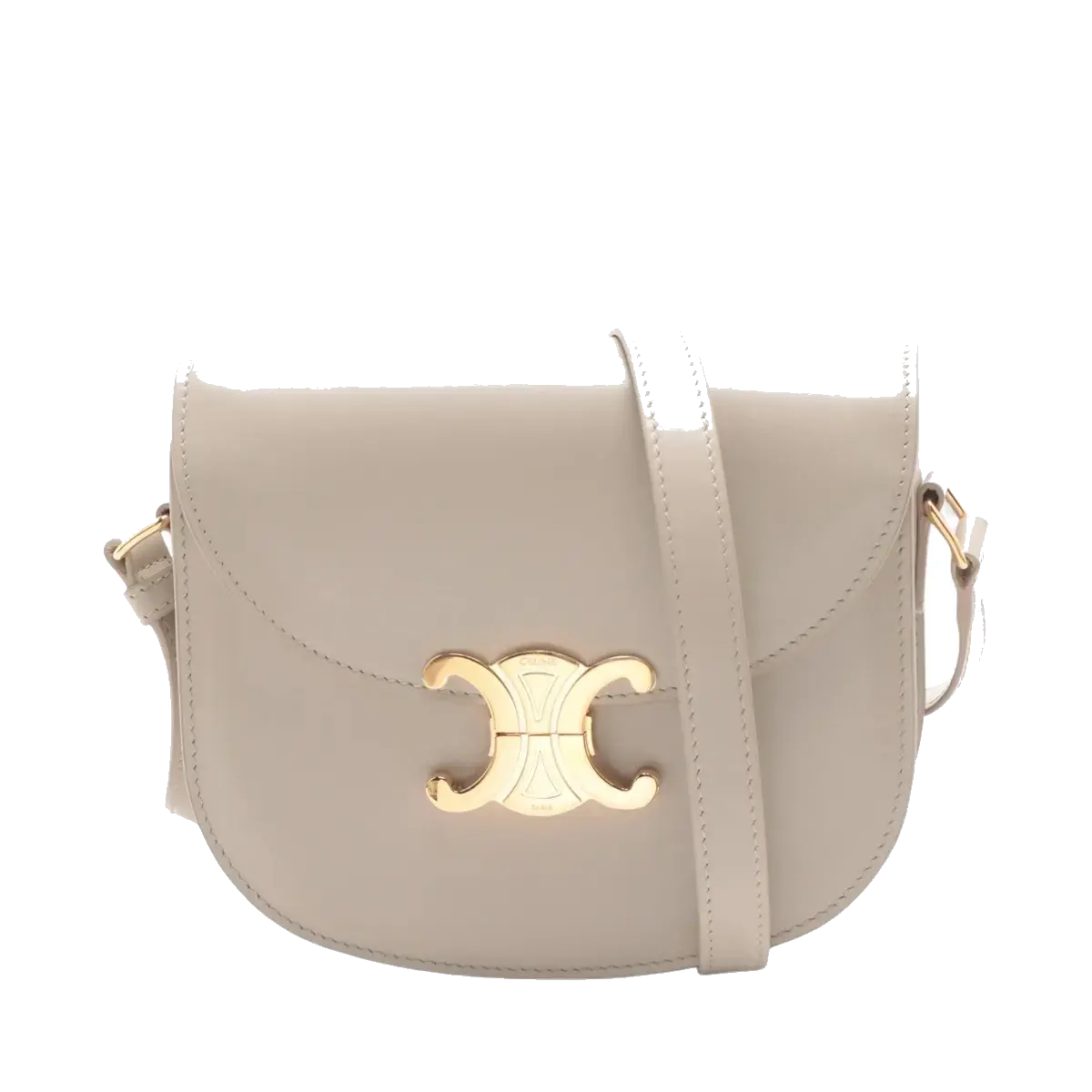 Pre-Loved Triomphe Besace Crossbody Bag Leather Small with Gold Hardware, Beige