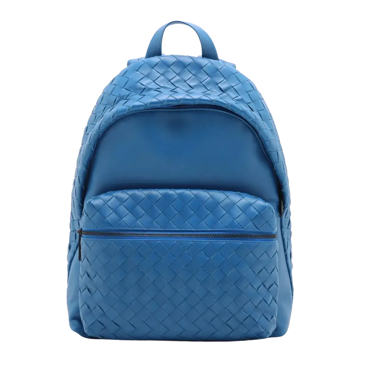 Pre-Loved Intrecciato Backpack Leather with Black Hardware, Blue