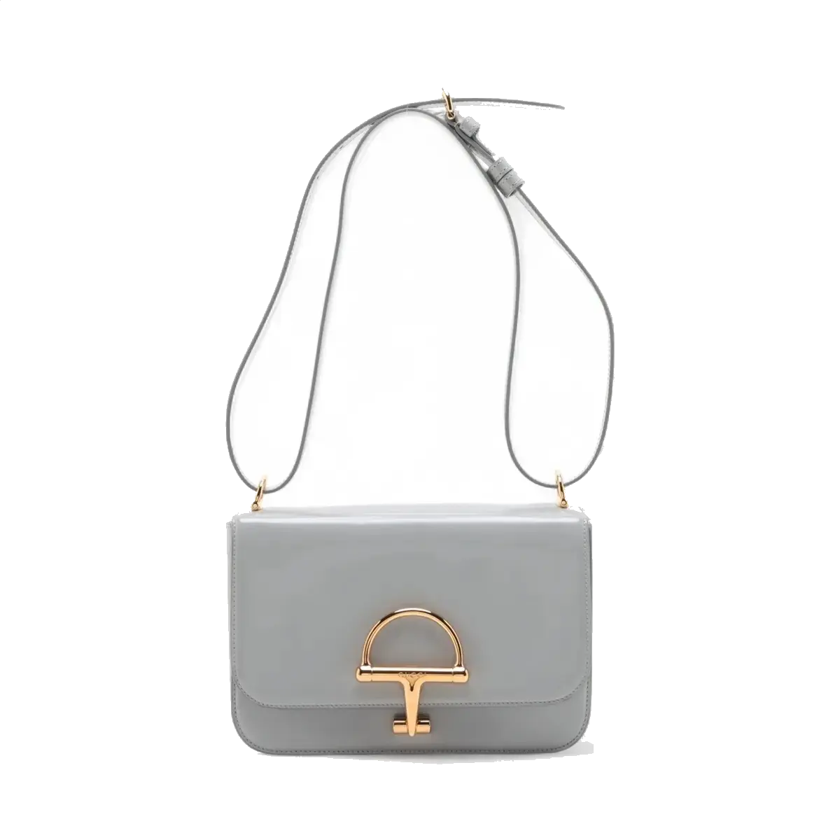 Pre-Loved Hook Shoulder Bag Leather Small with Gold Hardware, Light Grey